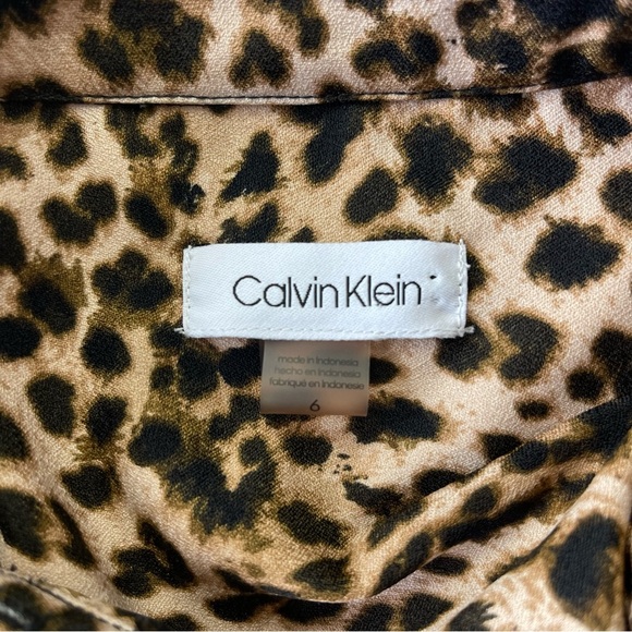 Calvin Klein animal print button down Midi Dress with belt fit & flare size 6 - Picture 7 of 16